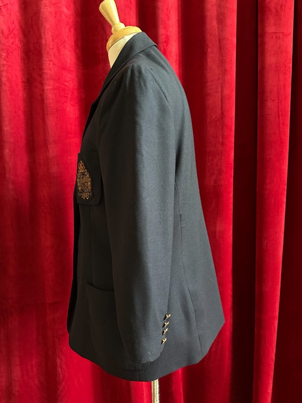 Lauren Ralph Lauren Navy Wool Blazer Gold Buttons 3d Crest Sz 12 - Picture 4 of 12